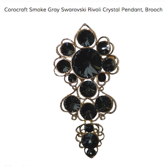 Corocraft Smoke Gray Swarovski Rivoli Crystal Pen… - image 3