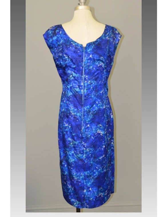 1950's Vintage 100% Silk Blue Asymmetrical Drape … - image 5