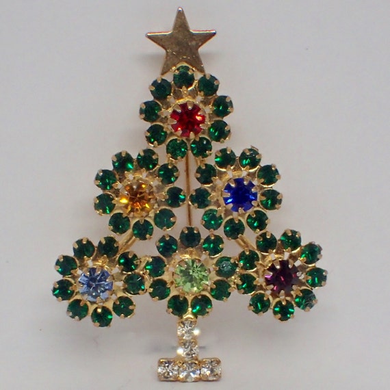 Mid Century Christmas Tree Pin, Tiny Vintage 1960… - image 2