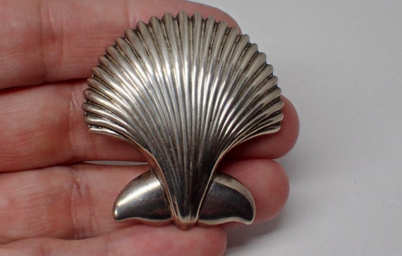 Kabana Sterling Scallop Shell Whale Tail Brooch P… - image 2