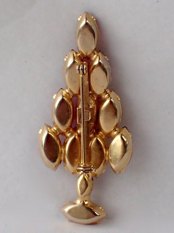 Red Navette Christmas Tree Pin, Mid Century 1960s… - image 2