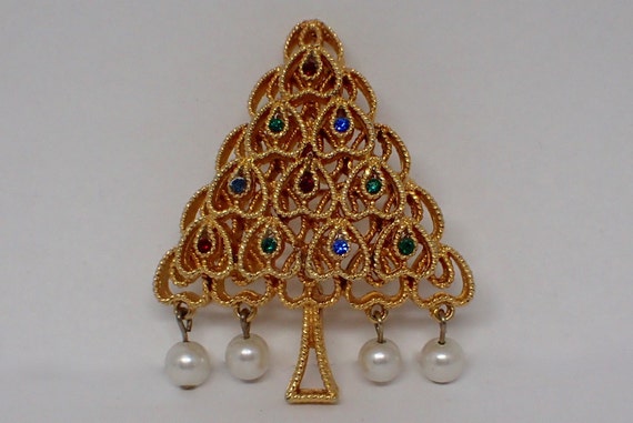 Cadoro Christmas Tree Pin, Vintage Mid Century 19… - image 1
