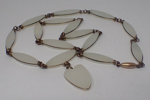 Antique Agate Heart Pendant Rolled Gold Necklace … - image 4