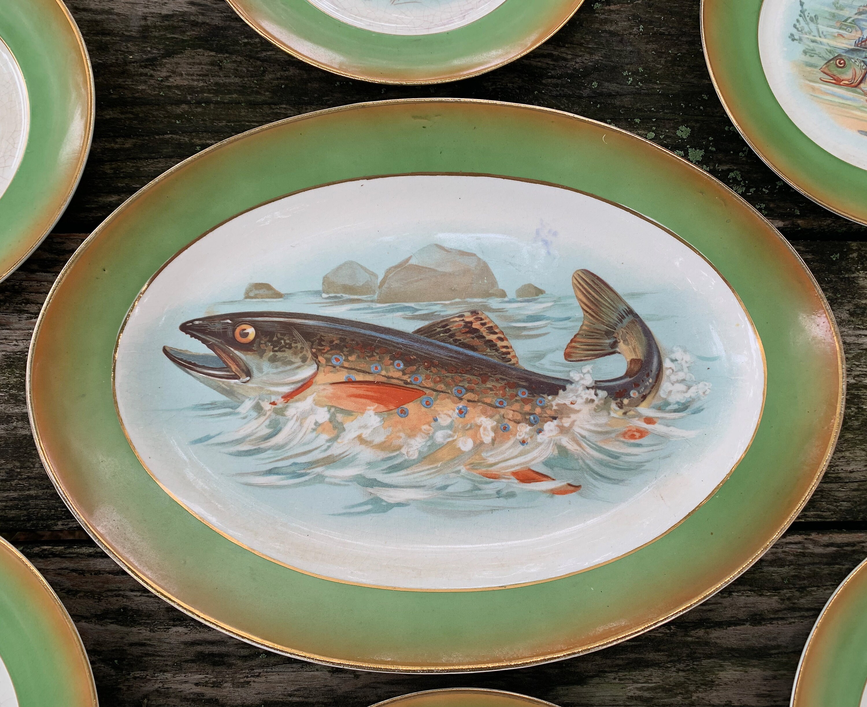 Antique Fish Plates Serving Platter Wall Hanging Stinhal China Etsy