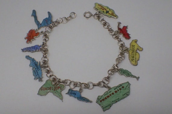 Caribbean Islands Charms Bracelet Vintage 1950s M… - image 2