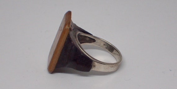 Antique American Flag Ring, Inlaid Wood with Ster… - image 6