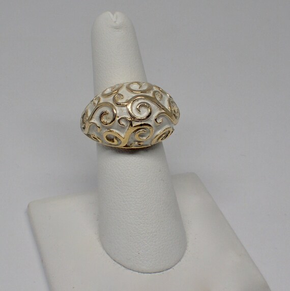 Trifari Orient Swirl Cocktail Ring, Gold Plated W… - image 2