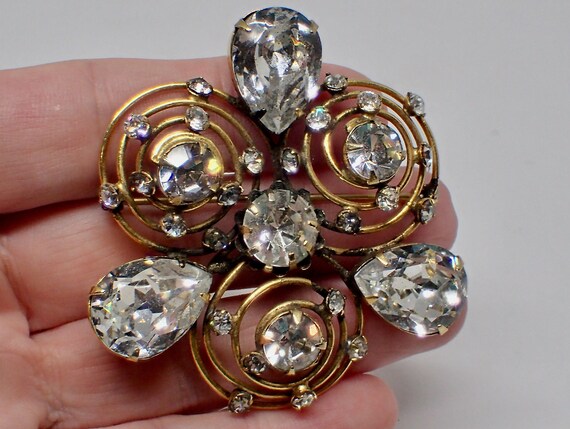 Freirich Atomic Spiral Brooch Vintage Mid Century 1960s Space Age