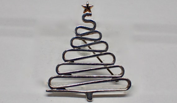 Coskow Signed Christmas Tree Pin Brooch, Sterling… - image 1