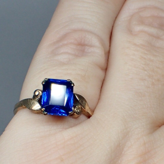 Uncas Sapphire Blue Spinel 10K Yellow Gold Filled… - image 3