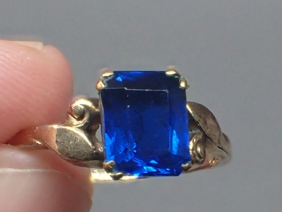 Uncas Sapphire Blue Spinel 10K Yellow Gold Filled… - image 1