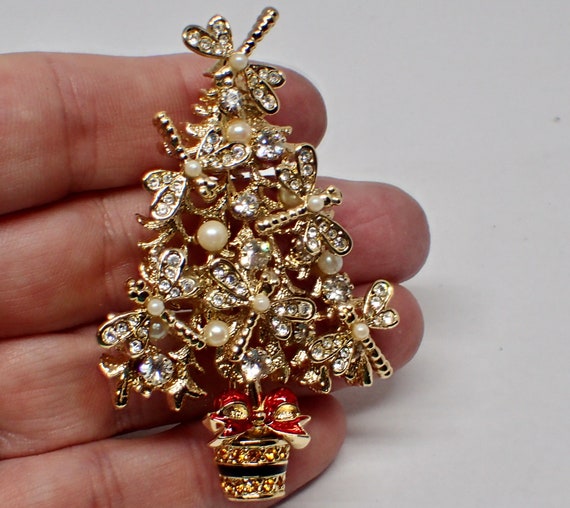 St. John Designer Signed Christmas Tree Pin Brooch