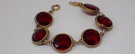Accessocraft N.Y.C. 1960's Mid Century Red Glass Bracelet | Etsy