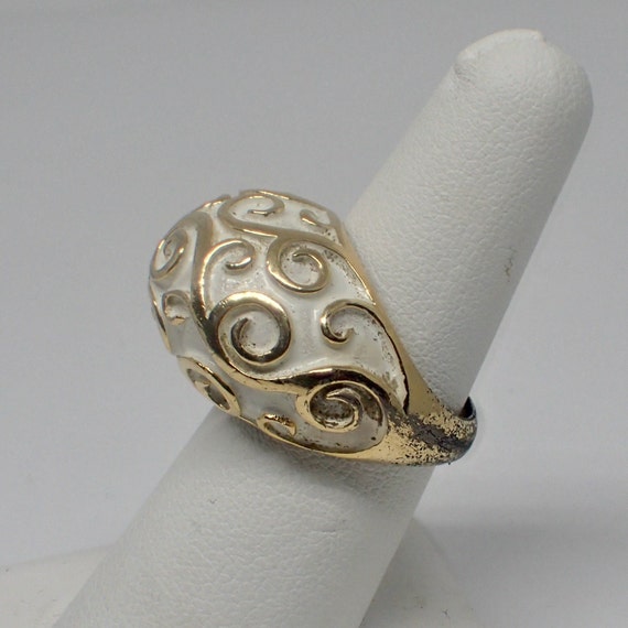 Trifari Orient Swirl Cocktail Ring, Gold Plated W… - image 3