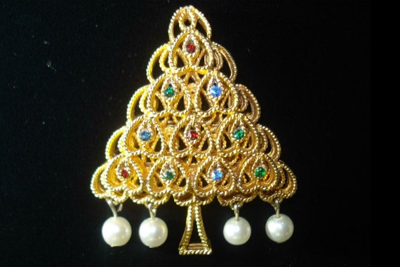 Cadoro Christmas Tree Pin, Vintage Mid Century 19… - image 2