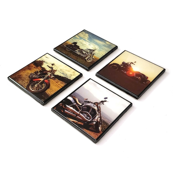 Black Edges Sloths Resin Tile Drink Coaster Set