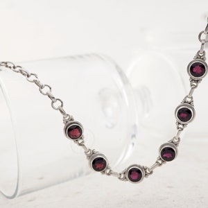 Red Garnet Sterling Silver Bracelet: January Birthstone Jewelry