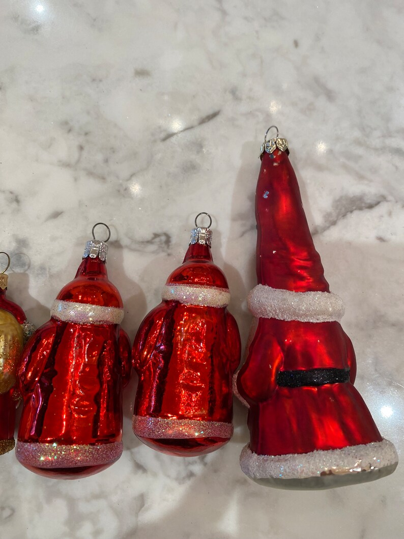 Vintage Lot of 7 Santa Claus Blown Glass Christmas Ornament Pope ...