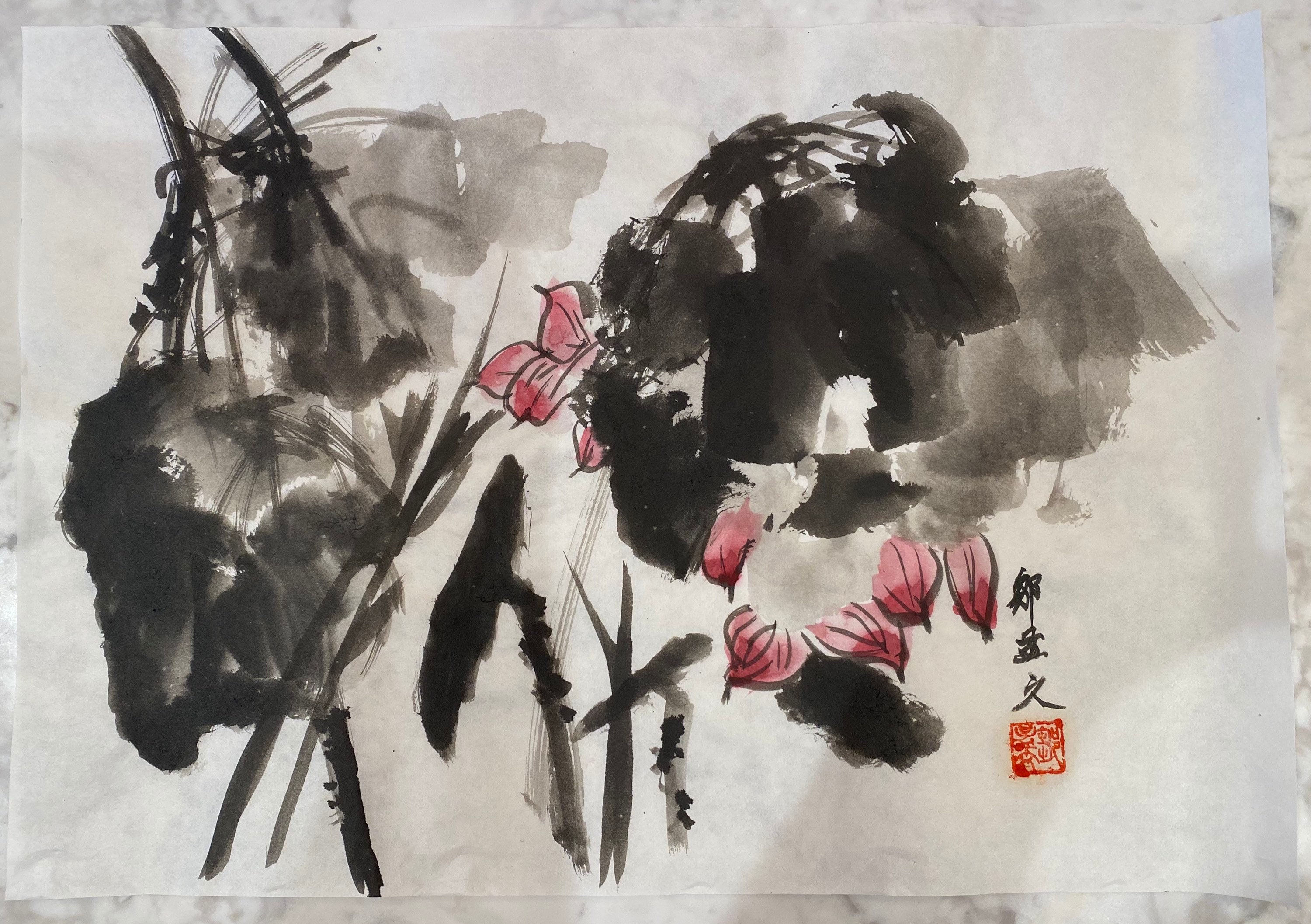 Original signed traditional Chinese ink painting on rice paper Etsy