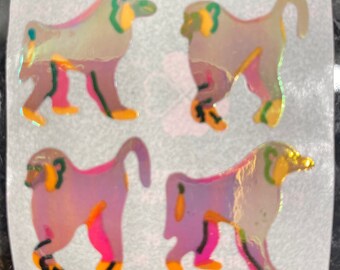 free shipping rare Vintage Great Seven 7 monkey monkeys chimps mother of pearl pearly iridescent opal