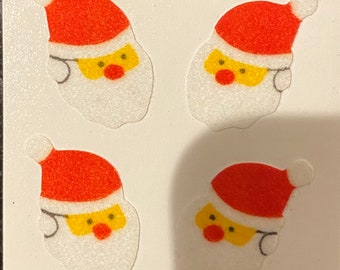 free shipping rare Vintage Great Seven 7 Santa Claus Christmas stickers fuzzy fuzz