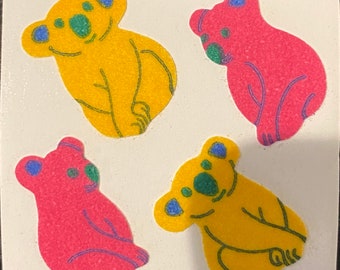 free shipping rare Vintage Great Seven 7 Koala bear bears koalas animal stickers fuzzy fuzz