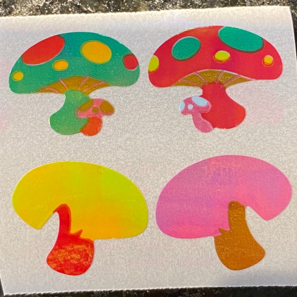 free shipping rare Vintage Great stickers mushroom mother of pearl pearly iridescent opal