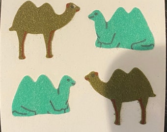 free shipping rare Vintage Great Seven 7 Camel camels desert animal stickers fuzzy fuzz