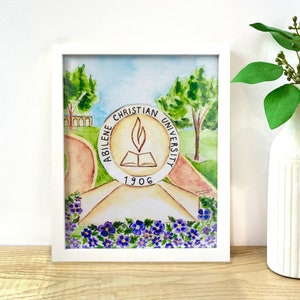 Abilene Christian University Art Print Watercolor Abilene Texas Wall Decor