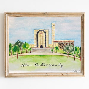 Abilene Christian University Art Print Watercolor Art Landscape Abilene Texas Wall Decor