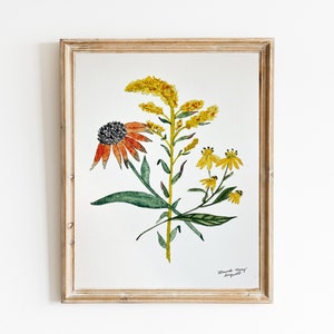 Wildflower Watercolor Art Print Botanical Art Wall Decor Wildflower Art