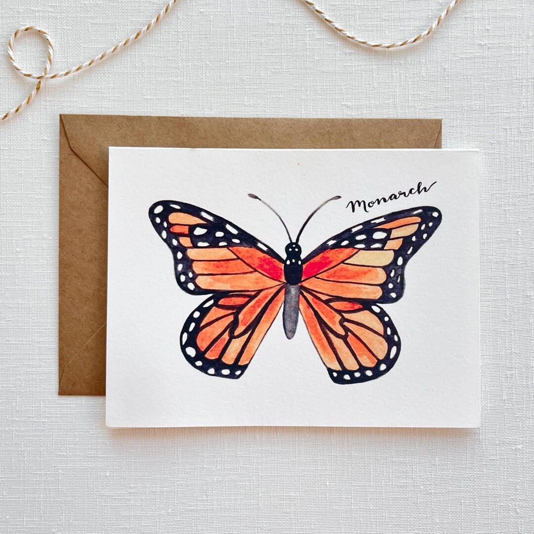 Monarch Butterfly Watercolor Greeting Card With Blank Inside - Etsy