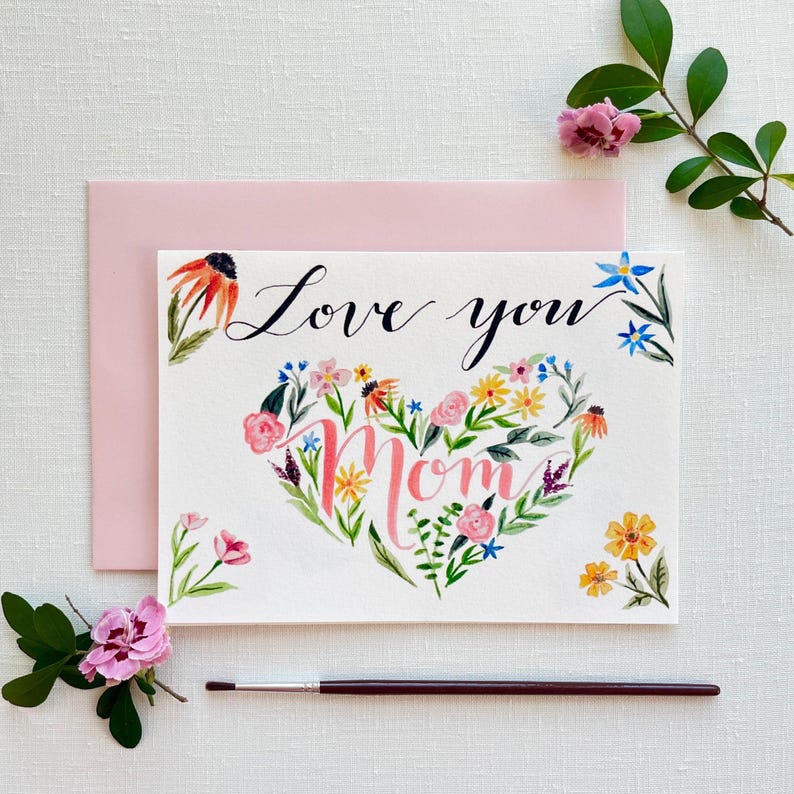 Mother's Day Card Floral Watercolor Card Gift for Mom - Etsy