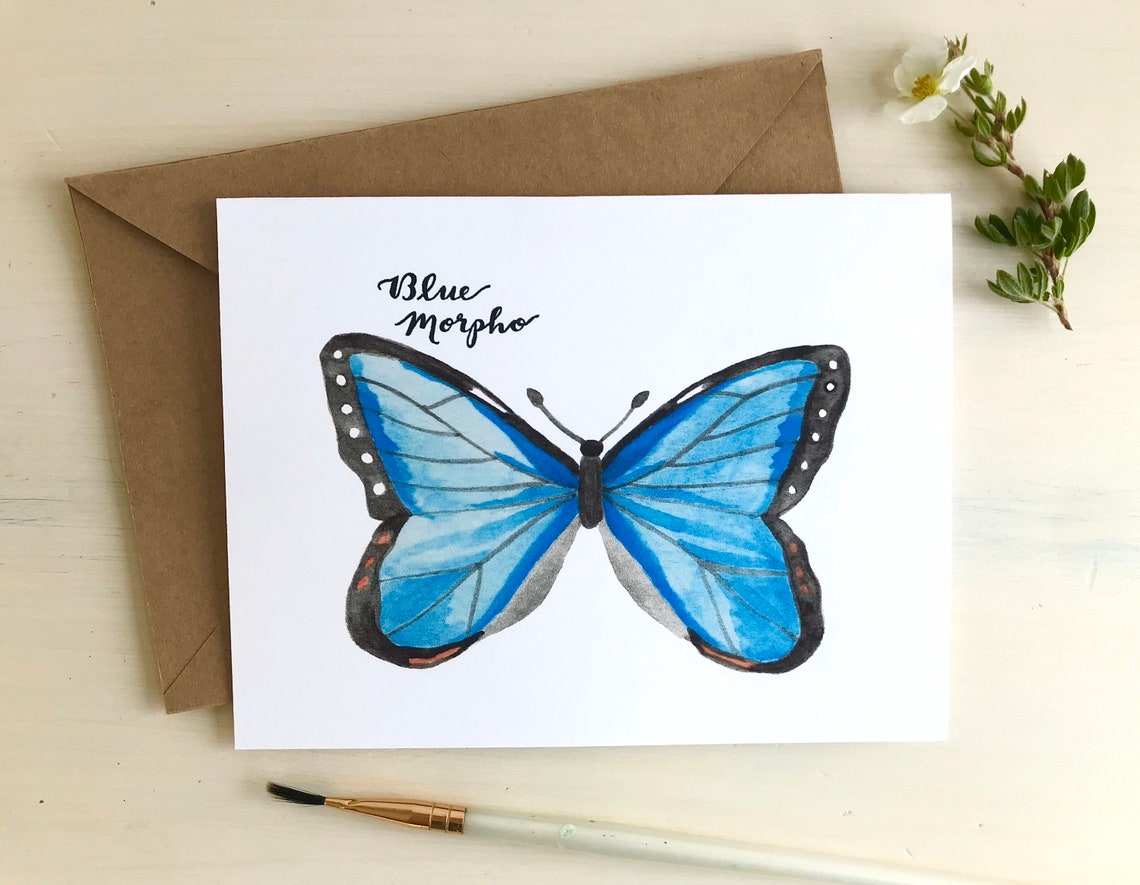 Set of 10 Butterfly Greeting Cards Watercolor Monarch Etsy