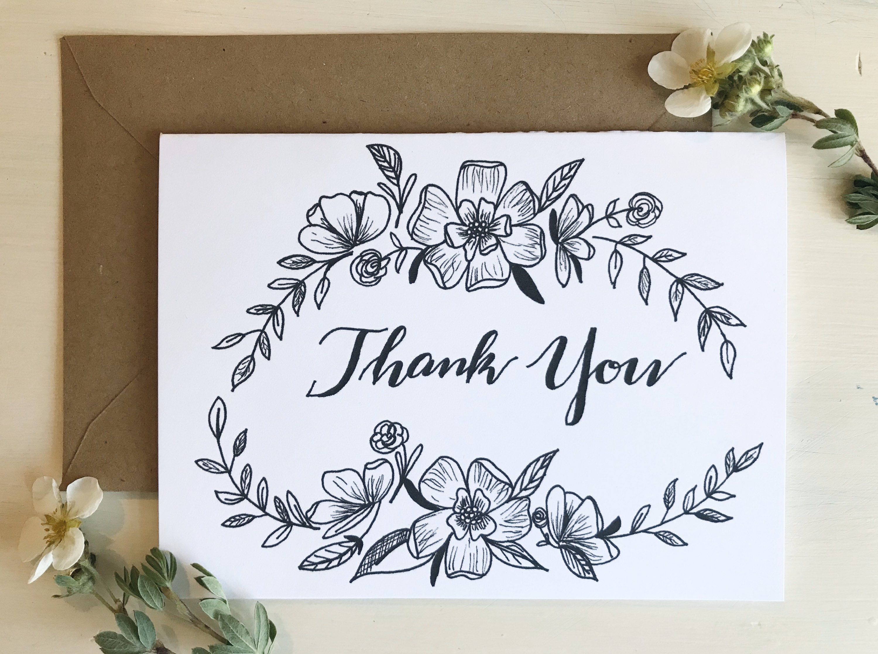 Black and White Greeting Cards - Set of 7 Cards Gift Minimalistic Ink ...