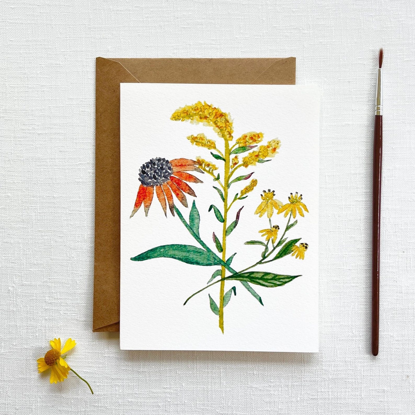 Wildflower Greeting Card, Watercolor Card With Blank Inside - Etsy