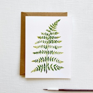 Green Fern Watercolor Greeting Card with Blank Inside