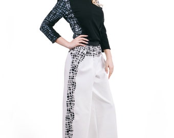 Pantaloni da donna/Pantaloni a gamba larga/Pantaloni bianchi/Pantaloni lunghi Boho/Pantaloni eleganti/Pantaloni alla moda/Pantaloni rilassati/Pantaloni comodiIdualist/Vestefa