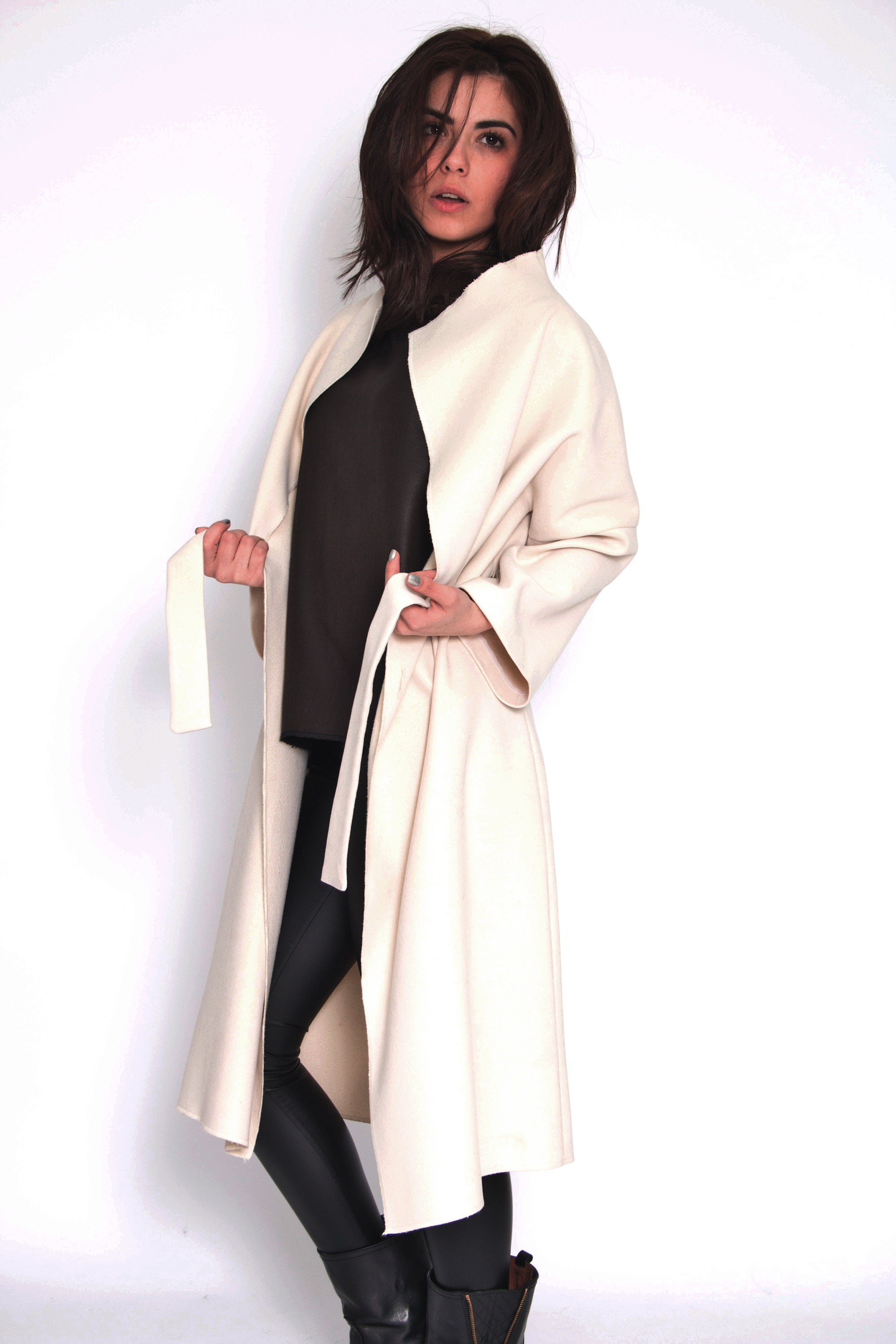 Women Winter Coat/wool Wrap Coat/three-quarters Sleeve Coat/warm ...