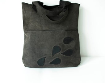 Leather Bag/Women Handbag/Gray Big Bag/Genuine Leather Handbag/Handmade Leather Bag