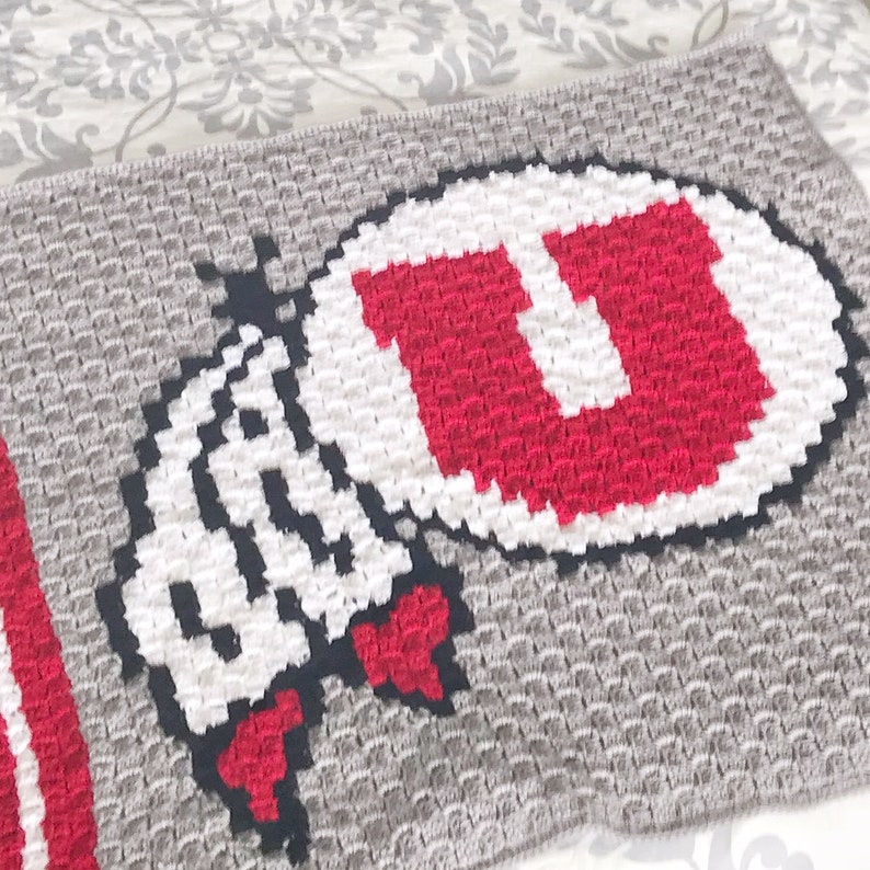 Crochet University of Utah Utes C2C Blanket PatternCorner to Corner