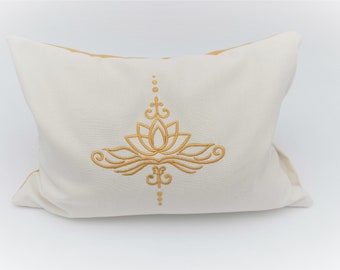 Cuscino bianco naturale con fiori di loto/pietra preziosa di pino cembro, cuscino per erbe aromatiche, cuscino energetico