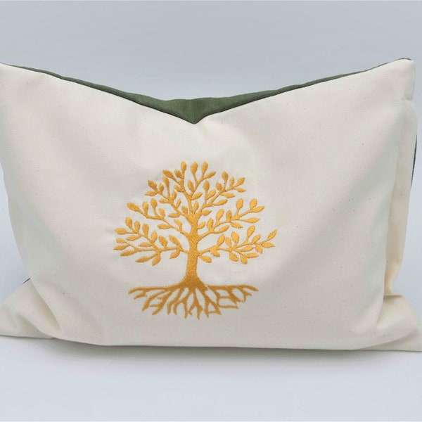 Energy pillow natural white with the tree of life, herbal pillow, support pillow, cuddly pillow