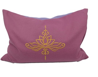 Oreiller vieux rose avec fleur de lotus / oreiller de pierres précieuses de pin oreiller d'herbes oreiller d'énergie oreiller de soutien oreiller de yoga