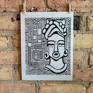 Olmec Motifs | Aztec | Mayan | Linocut Print | hnPrints