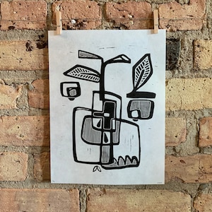 Abstract Pear | Linocut Print | hnPrints