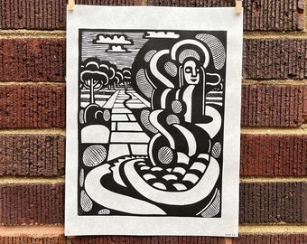 Lakefront Totem 09 | Linocut Print | hnPrints