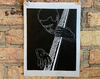 Charles Mingus, 1964 | Jazz | Double Bassist | Linocut Print | hnPrints