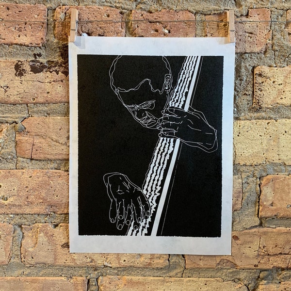 Charles Mingus, 1964 | Jazz | Double Bassist | Linocut Print | hnPrints