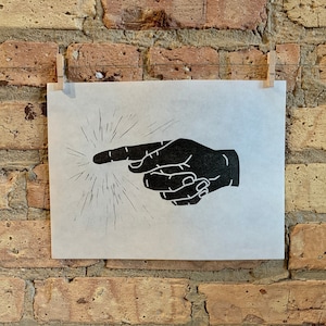 Manicule | Pointing Finger | Linocut Print | hnPrints